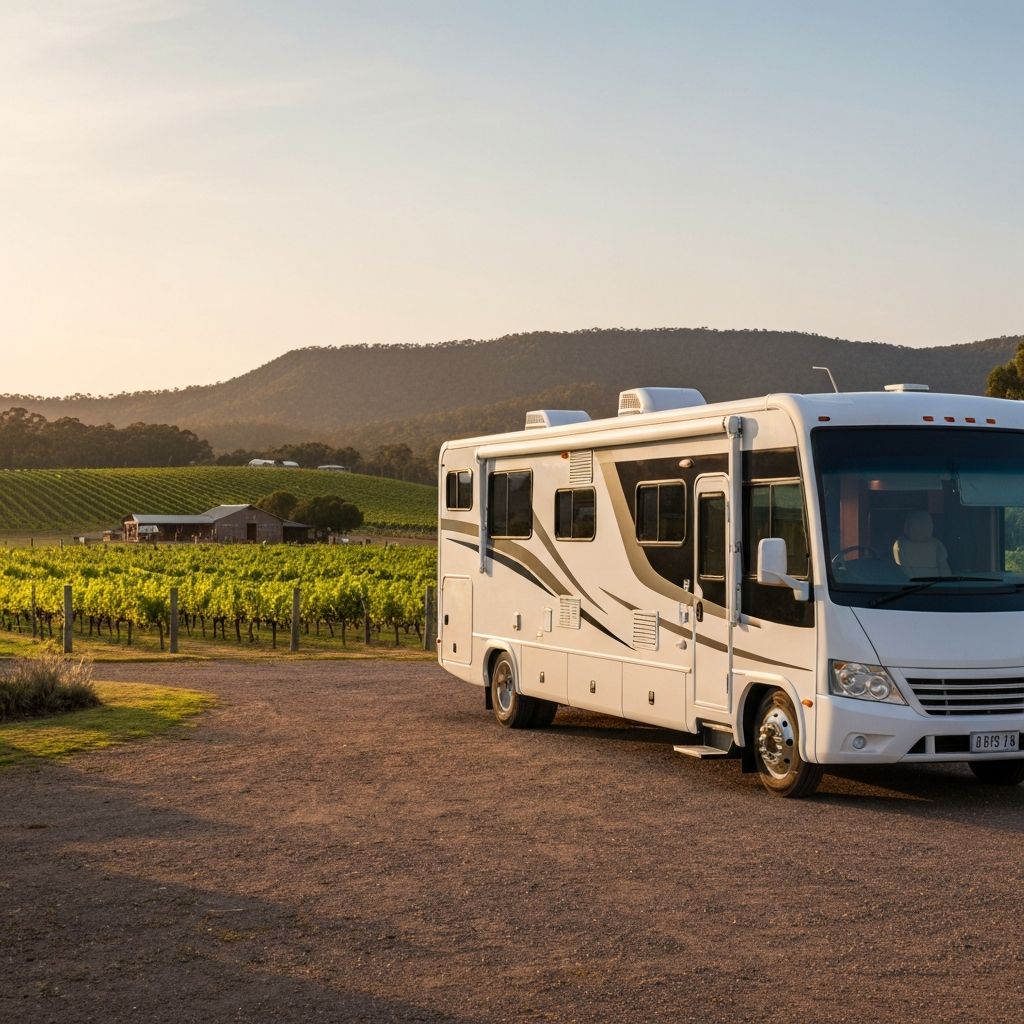 Luxury motorhome at Australian scenic lookout
